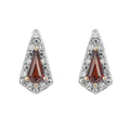 Gecko Jewellery Trapeze Cut Garnet and Diamond Stud Earrings in 9ct Gold