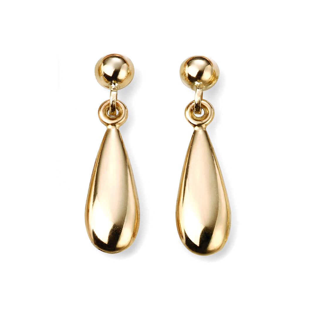 Gecko Jewellery 9ct Gold Plain Teardrop Earrings with Polished Finish