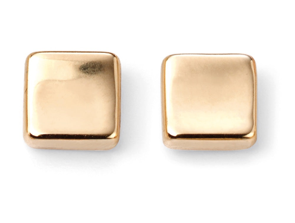 Gecko Jewellery 9ct Gold Square Stud Earrings – Polished Plain Design