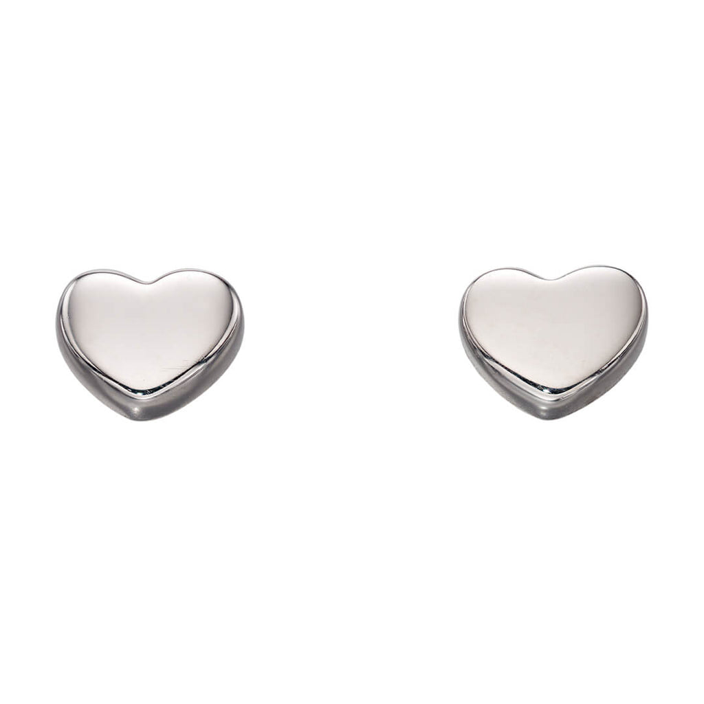 Gecko Jewellery Small Heart Earrings – Plain Silver Everyday Studs