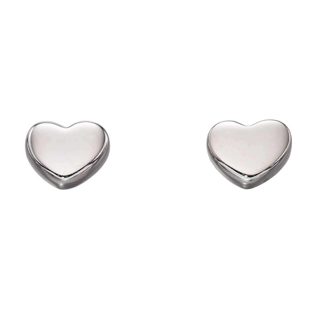Gecko Jewellery Small Heart Earrings – Plain Silver Everyday Studs