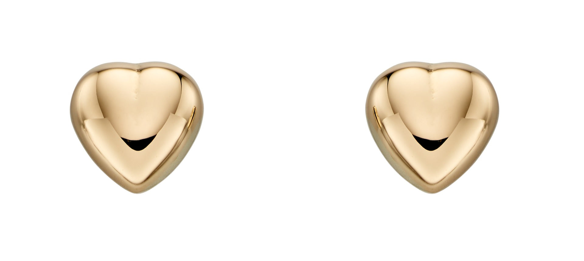 Gecko Jewellery 9ct Yellow Gold Puffed Heart Stud Earrings – Small
