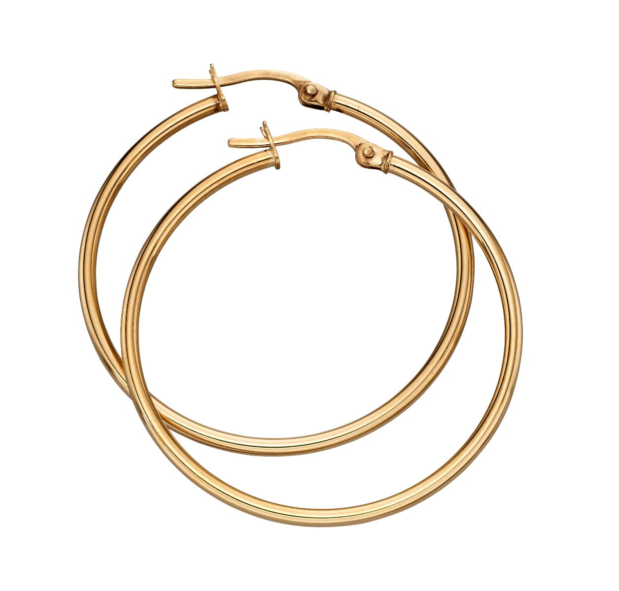 Gecko Jewellery 9ct Yellow Gold 30mm Hinged Hoop Earrings for Women