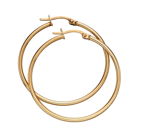 Gecko Jewellery 9ct Yellow Gold 30mm Hinged Hoop Earrings for Women