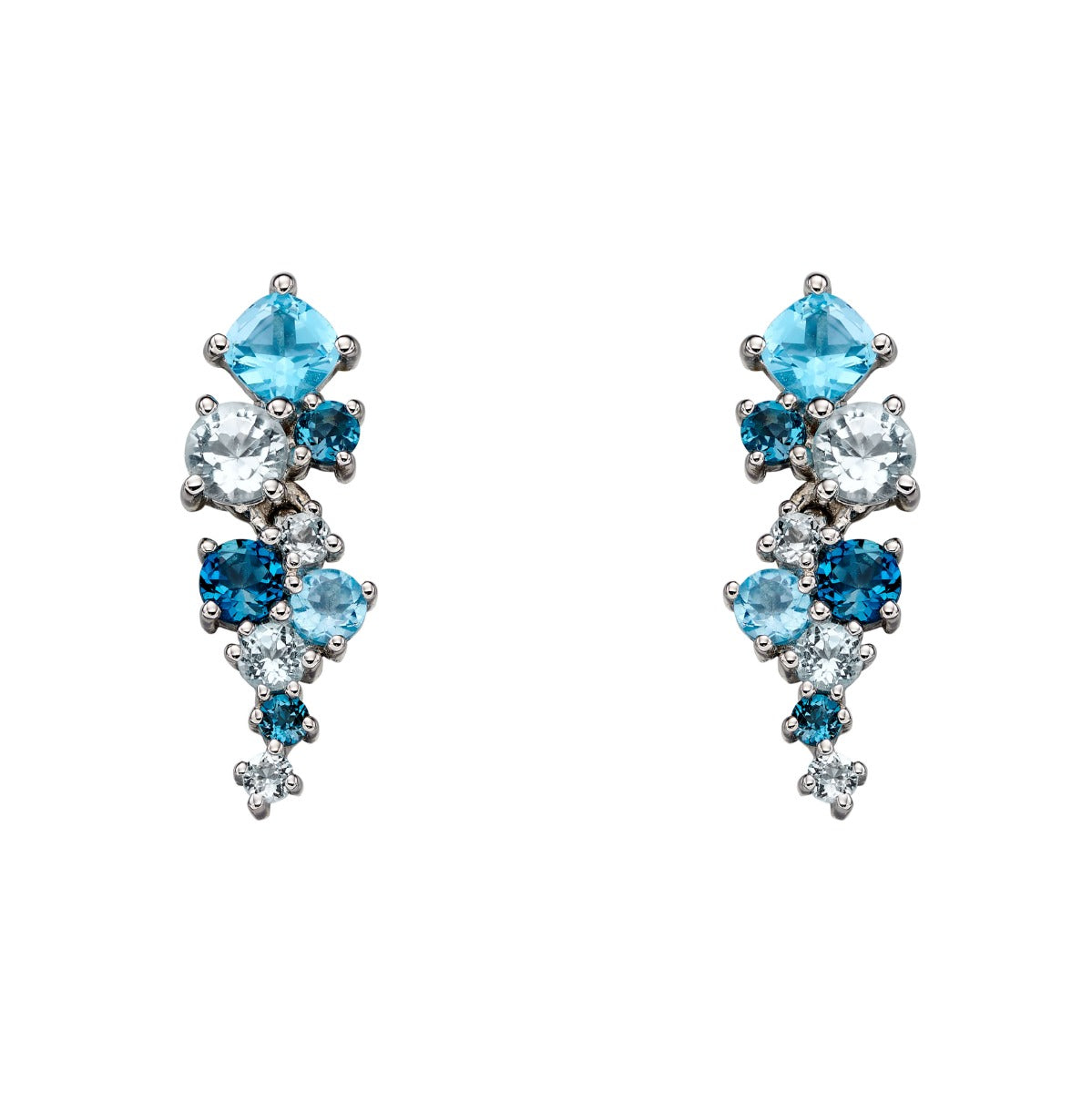 Gecko Jewellery Blue Topaz Scatter Earrings in 9ct Yellow Gold