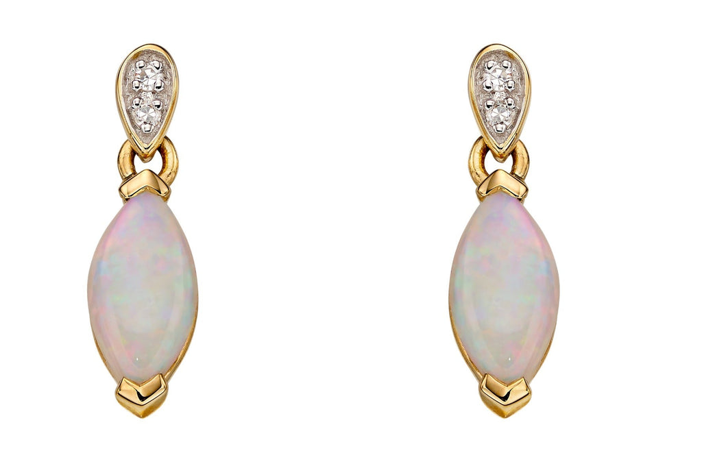 Gecko Jewellery Opal and Diamond Drop Earrings in 9ct Yellow Gold