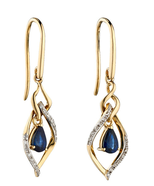 Gecko Jewellery 9ct Gold Double Drop Open Marquise Diamond Earrings