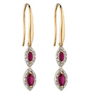 Gecko Jewellery Marquise Double Drop Earrings in 9ct Gold and Diamond