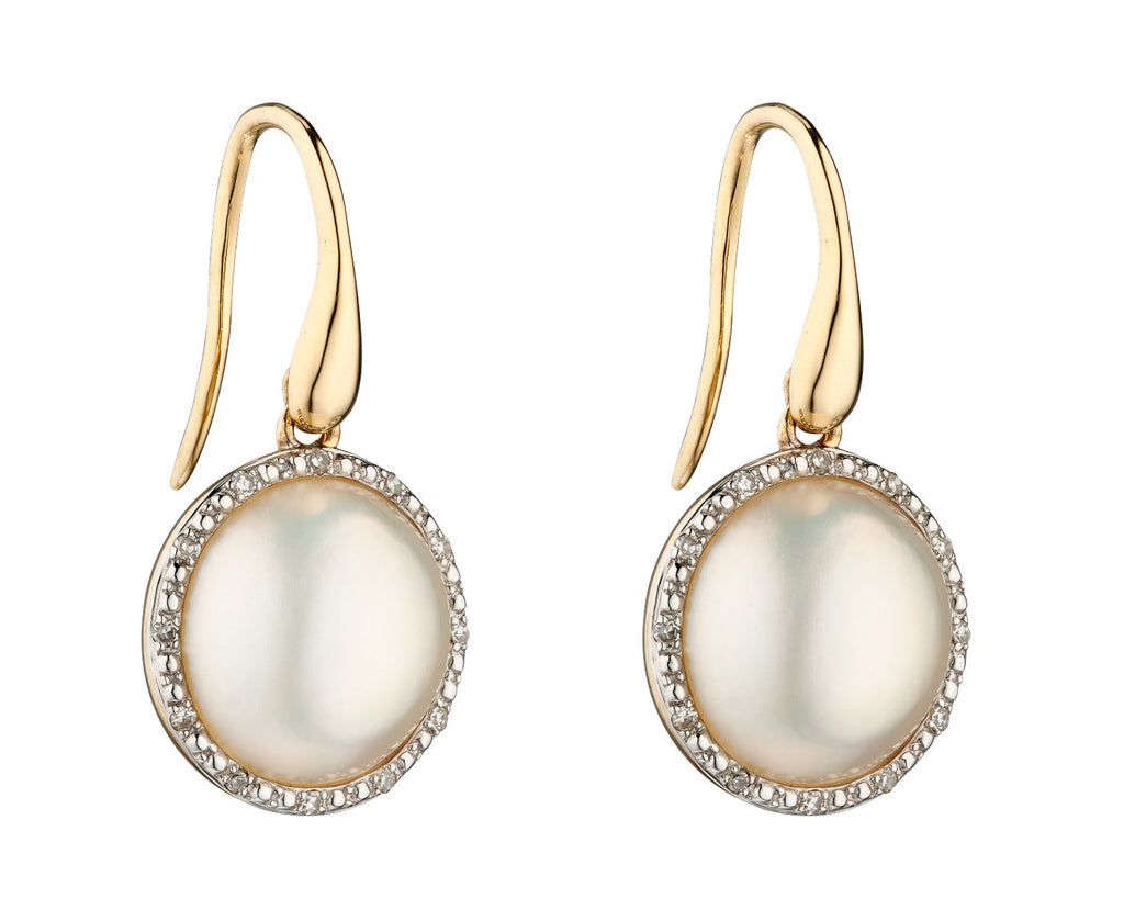 Gecko Jewellery Mabe Pearl and Diamond Earrings in 9ct Gold Luxury