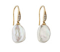 Gecko Jewellery White Keshi Pearl and Diamond Hook Earrings in 9ct Gold
