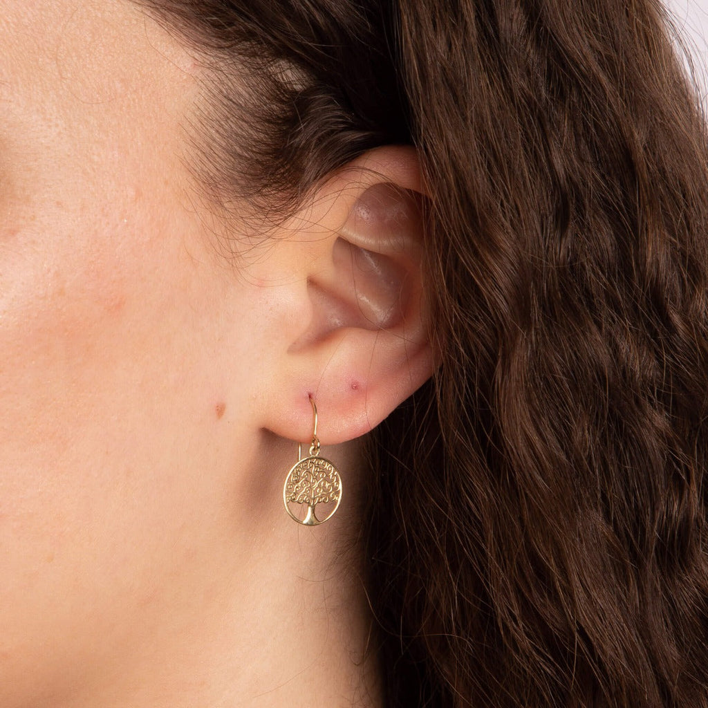 Gecko Jewellery 9ct Gold Tree of Life Earrings – Detailed Design