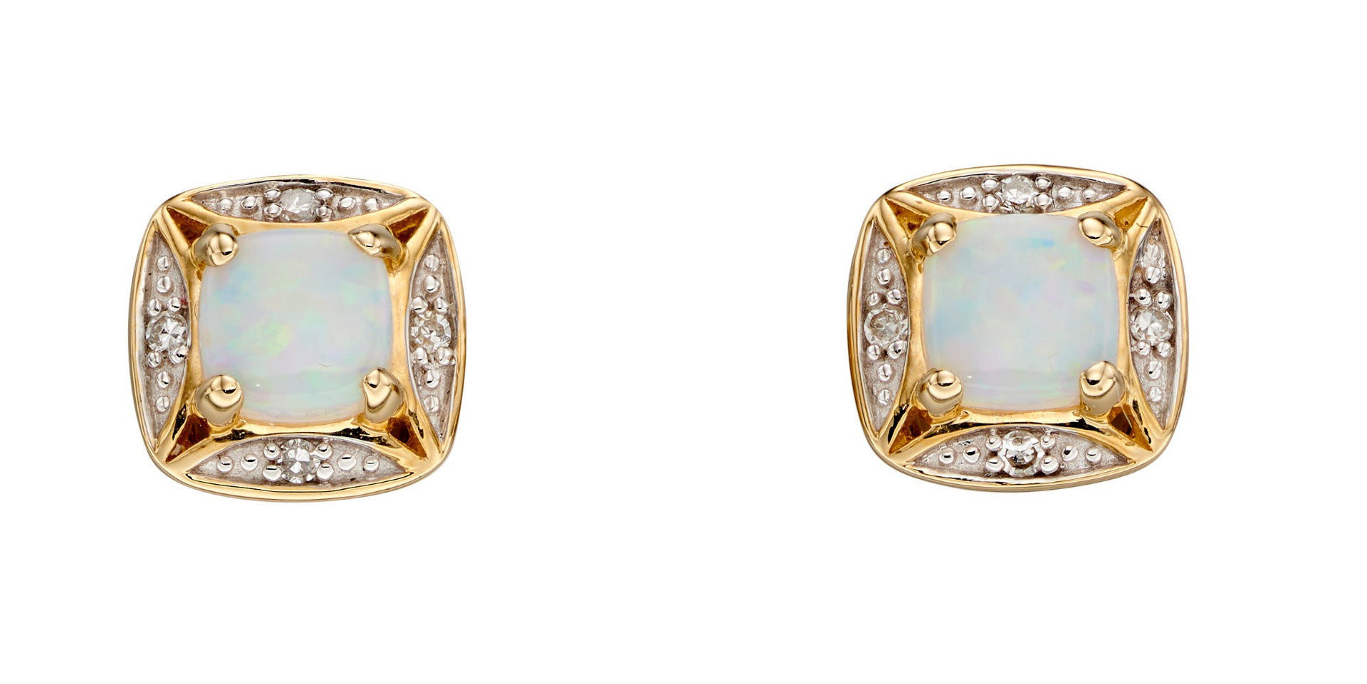Gecko Jewellery 9ct Gold Semi-Precious Earrings with Diamond Surround
