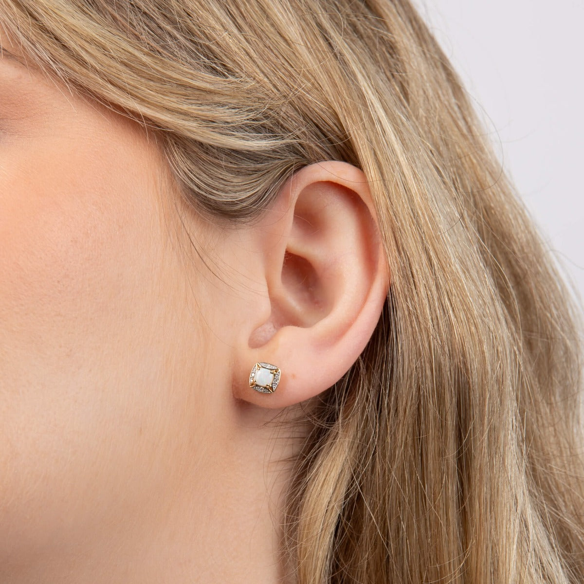 Gecko Jewellery 9ct Gold Semi-Precious Earrings with Diamond Surround