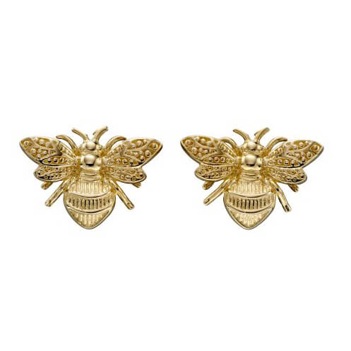 Gecko Jewellery 9ct Gold Bee Stud Earrings – Detailed Insect Jewelry