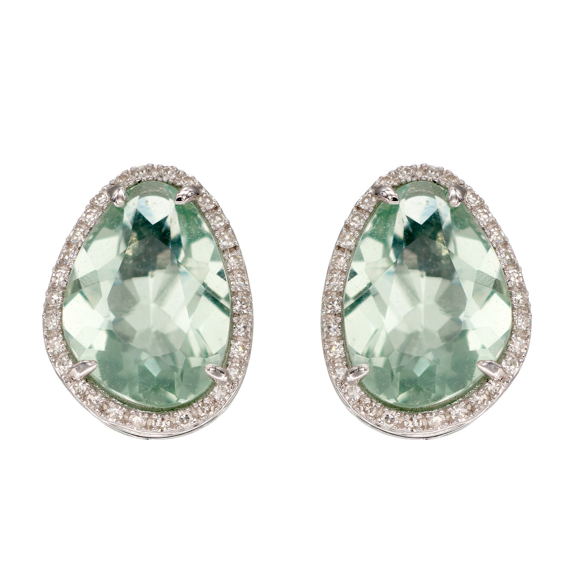 Gecko Jewellery 9ct Gold Irregular Semi-Precious Stone & Diamond Studs