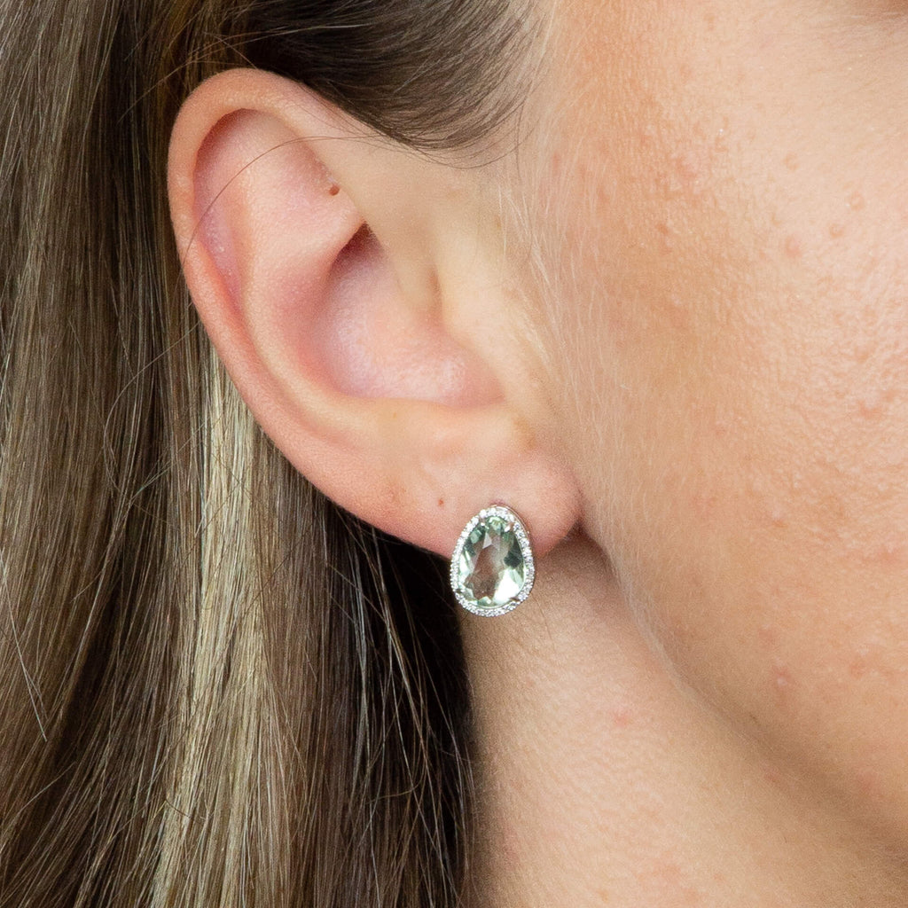 Gecko Jewellery 9ct Gold Irregular Semi-Precious Stone & Diamond Studs