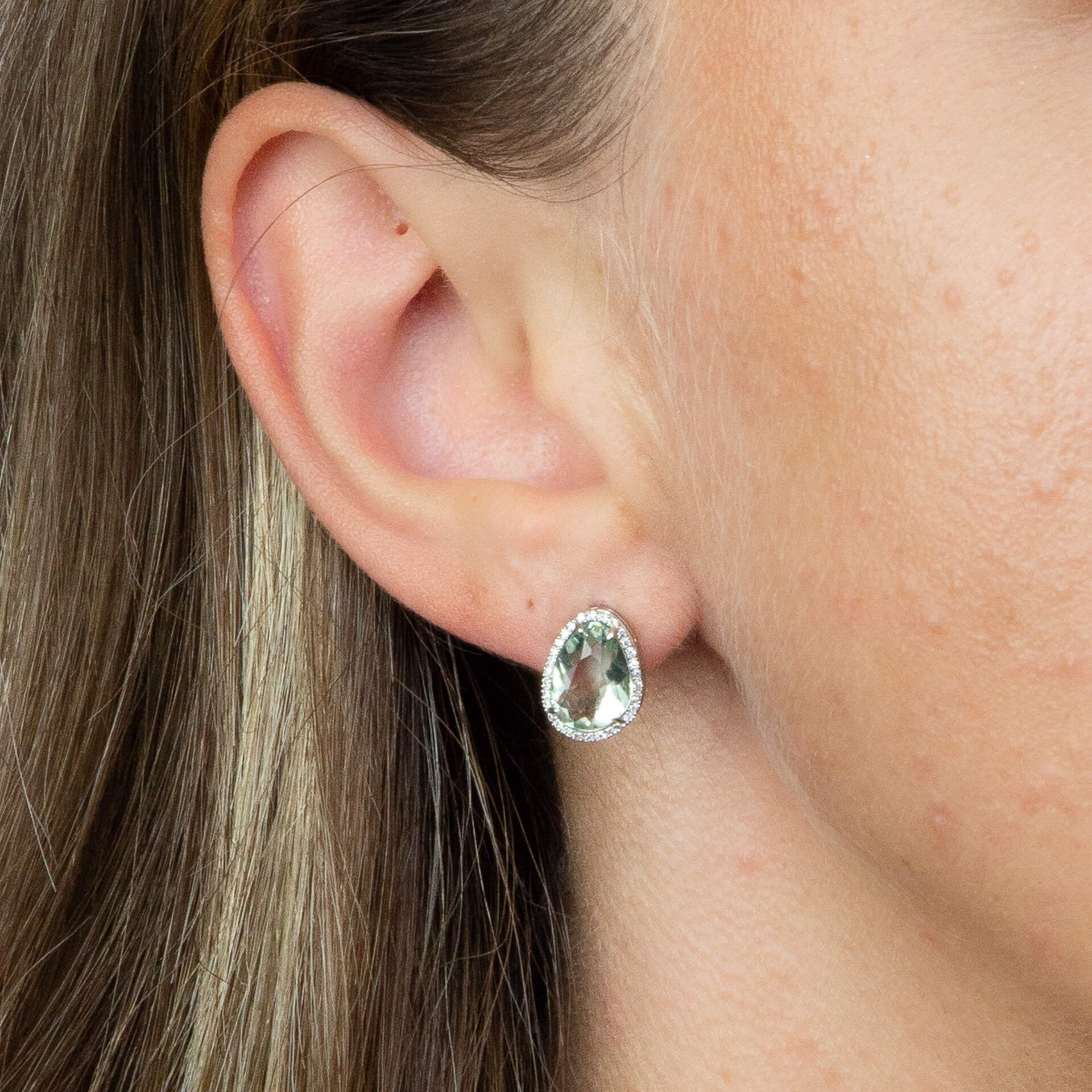 Gecko Jewellery 9ct Gold Irregular Semi-Precious Stone & Diamond Studs