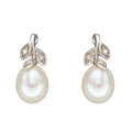 Gecko Jewellery 9ct White Gold Freshwater Pearl and Diamond Vine Earrings