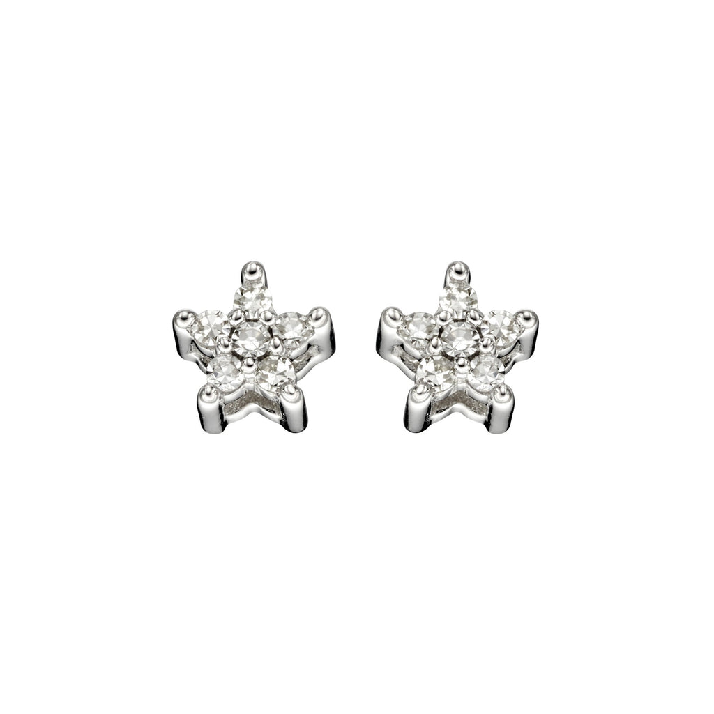Gecko Jewellery 9ct White Gold Star Diamond Stud Earrings for Women