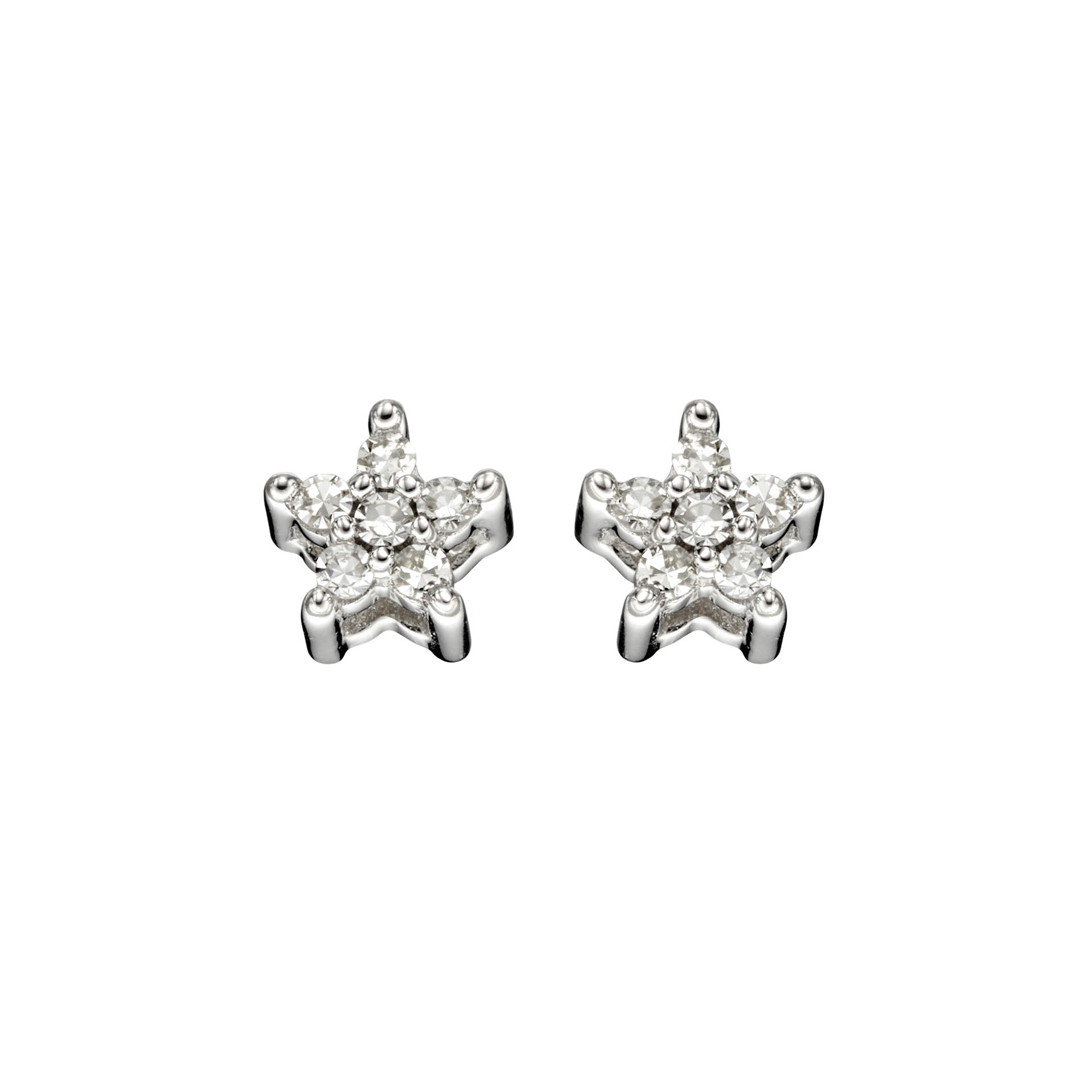 Gecko Jewellery 9ct White Gold Star Diamond Stud Earrings for Women