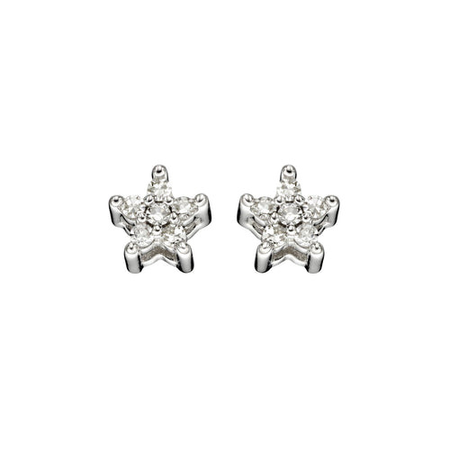 Gecko Jewellery 9ct White Gold Star Diamond Stud Earrings for Women