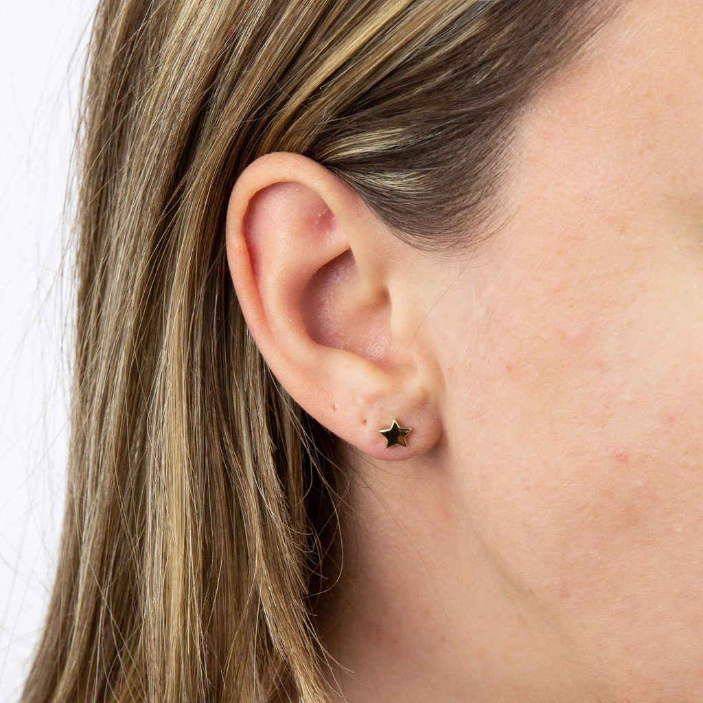 Gecko Jewellery 9ct Yellow Gold Small Star Stud Earrings for Women