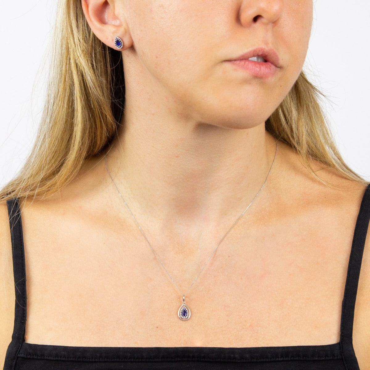 Gecko Jewellery 9ct Gold Cut Out Teardrop Pendant with Precious Stone