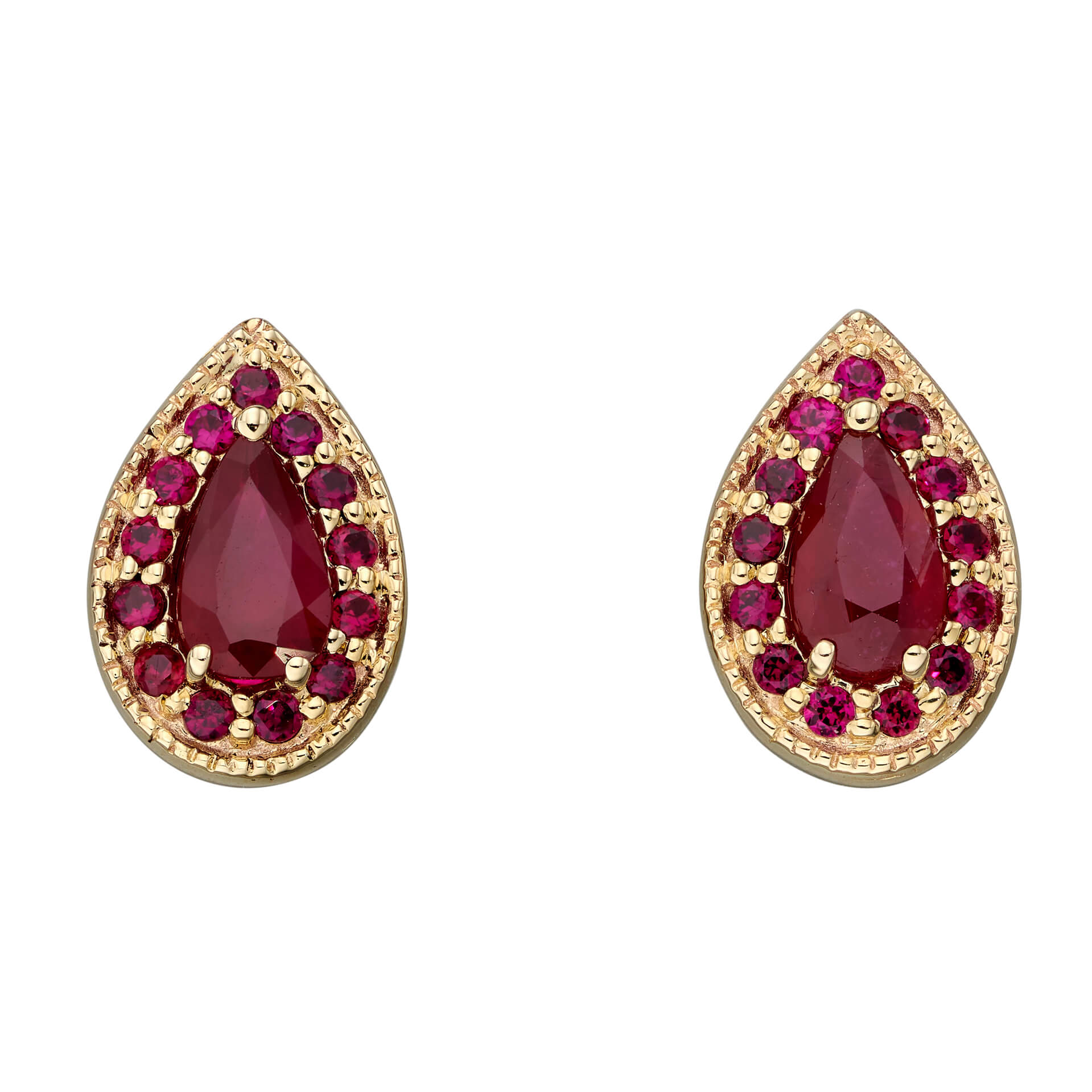 Gecko Jewellery 9ct Gold Teardrop Earrings with Precious Stones