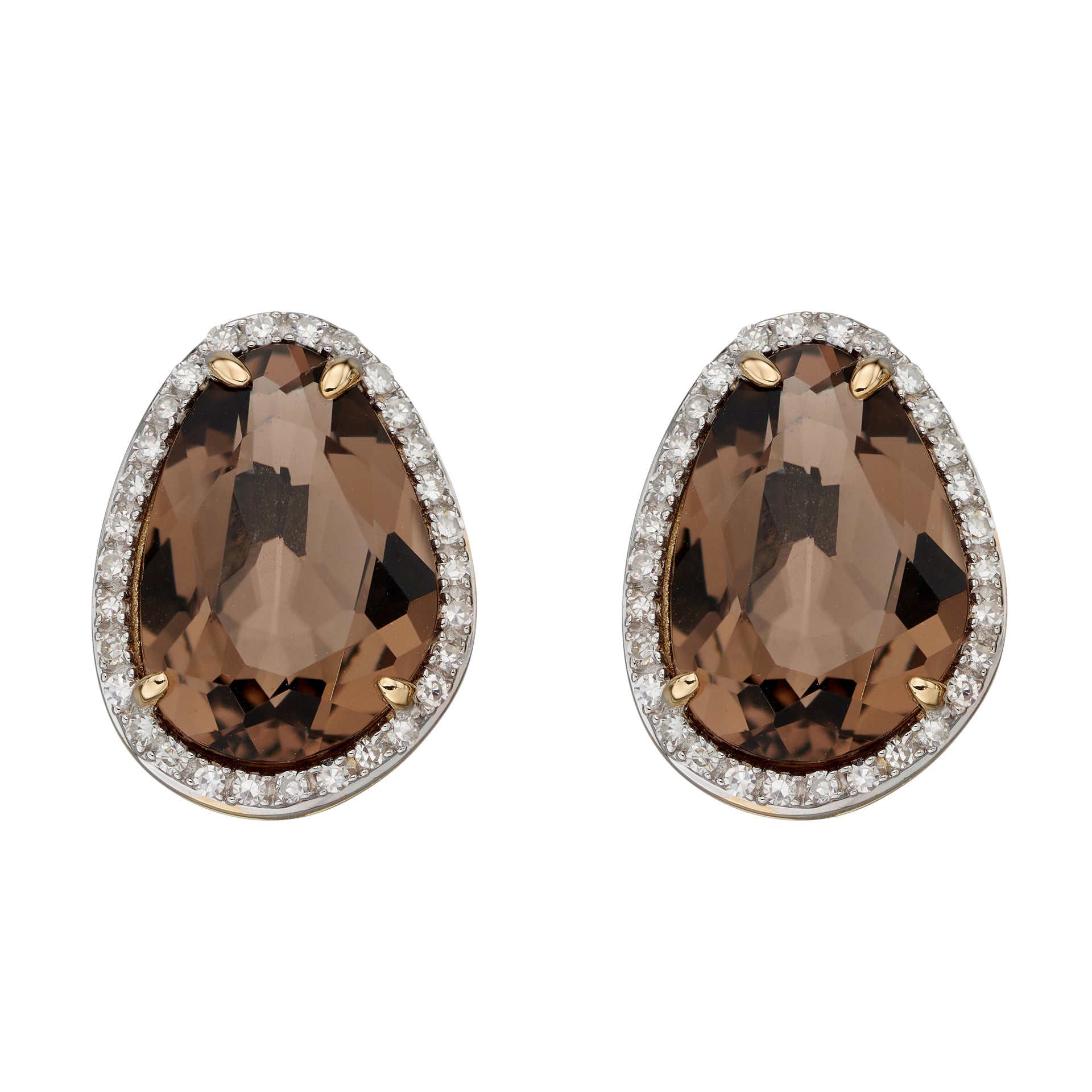 Gecko Jewellery 9ct Gold Irregular Semi-Precious Stone & Diamond Studs