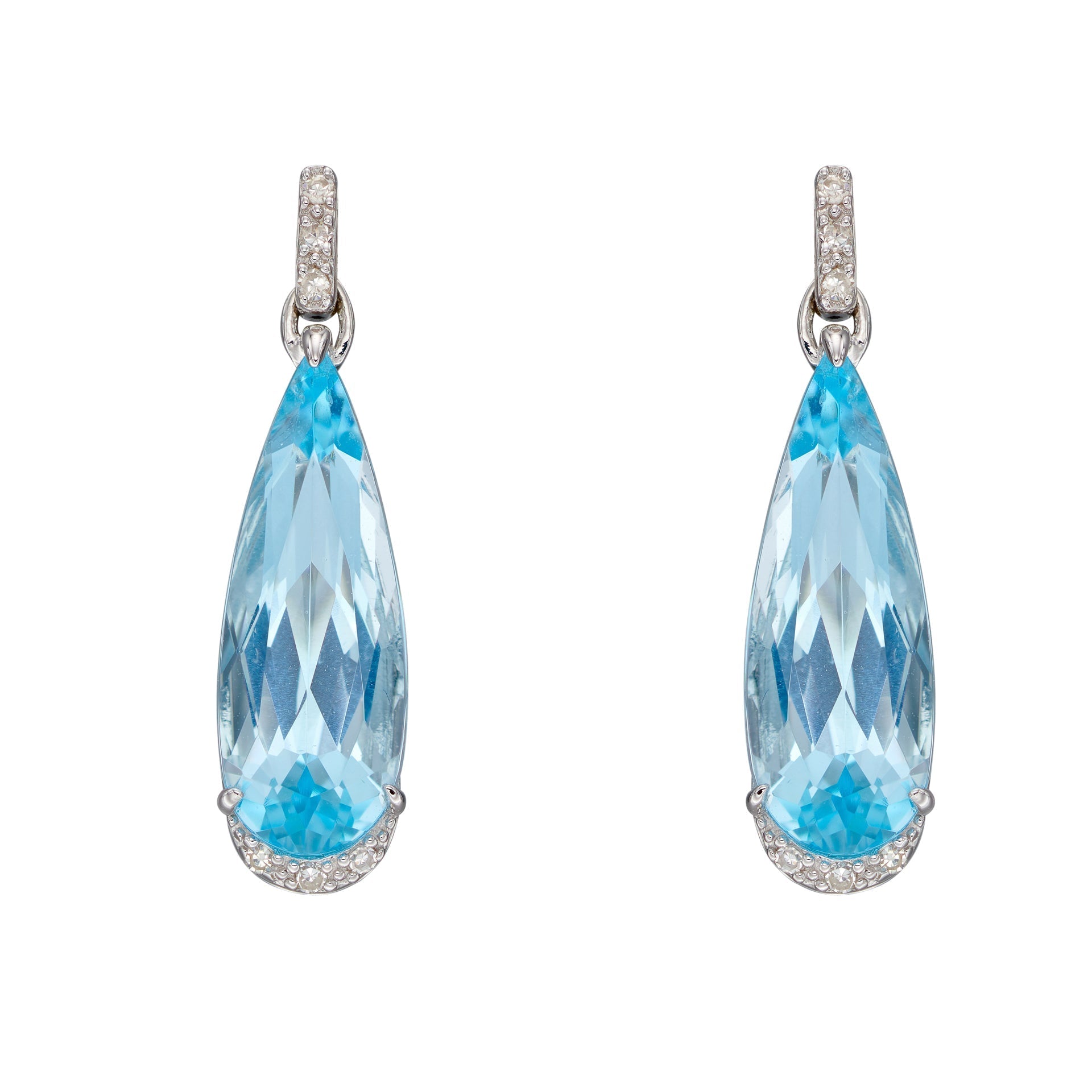 Gecko Jewellery 9ct Gold Elongated Semi-Precious Teardrop Diamond Earrings