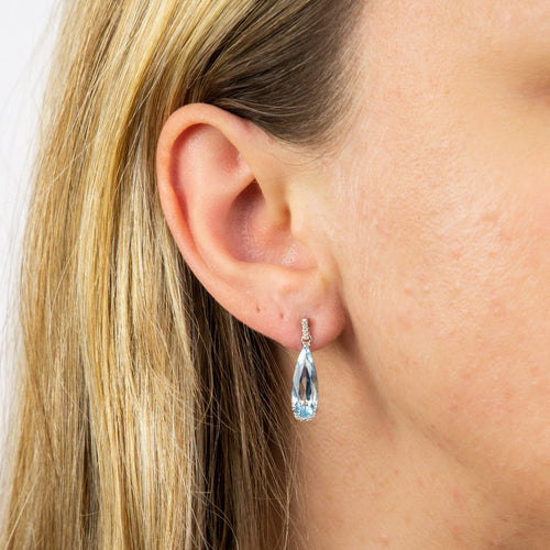Gecko Jewellery 9ct Gold Elongated Semi-Precious Teardrop Diamond Earrings