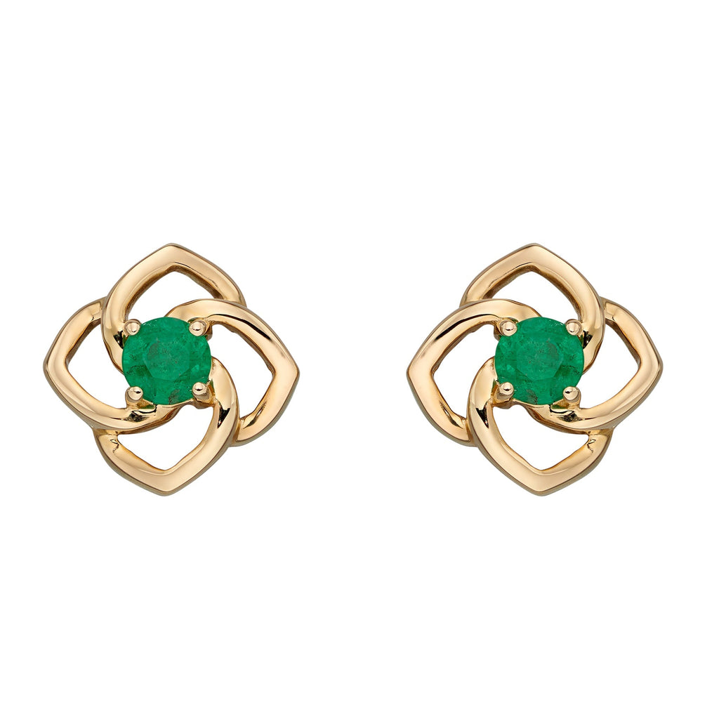 Gecko Jewellery 9ct Yellow Gold Emerald Cut Out Flower Stud Earrings