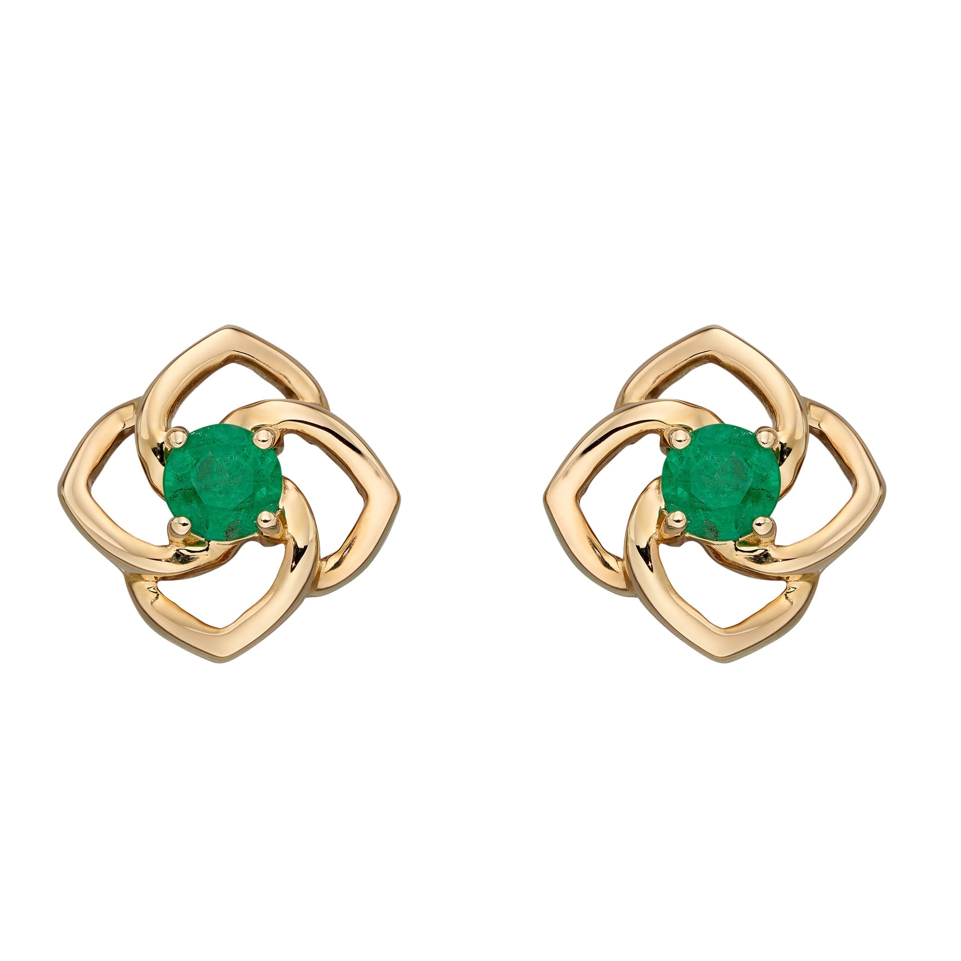Gecko Jewellery 9ct Yellow Gold Emerald Cut Out Flower Stud Earrings