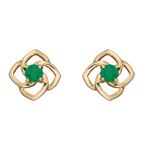 Gecko Jewellery 9ct Yellow Gold Emerald Cut Out Flower Stud Earrings