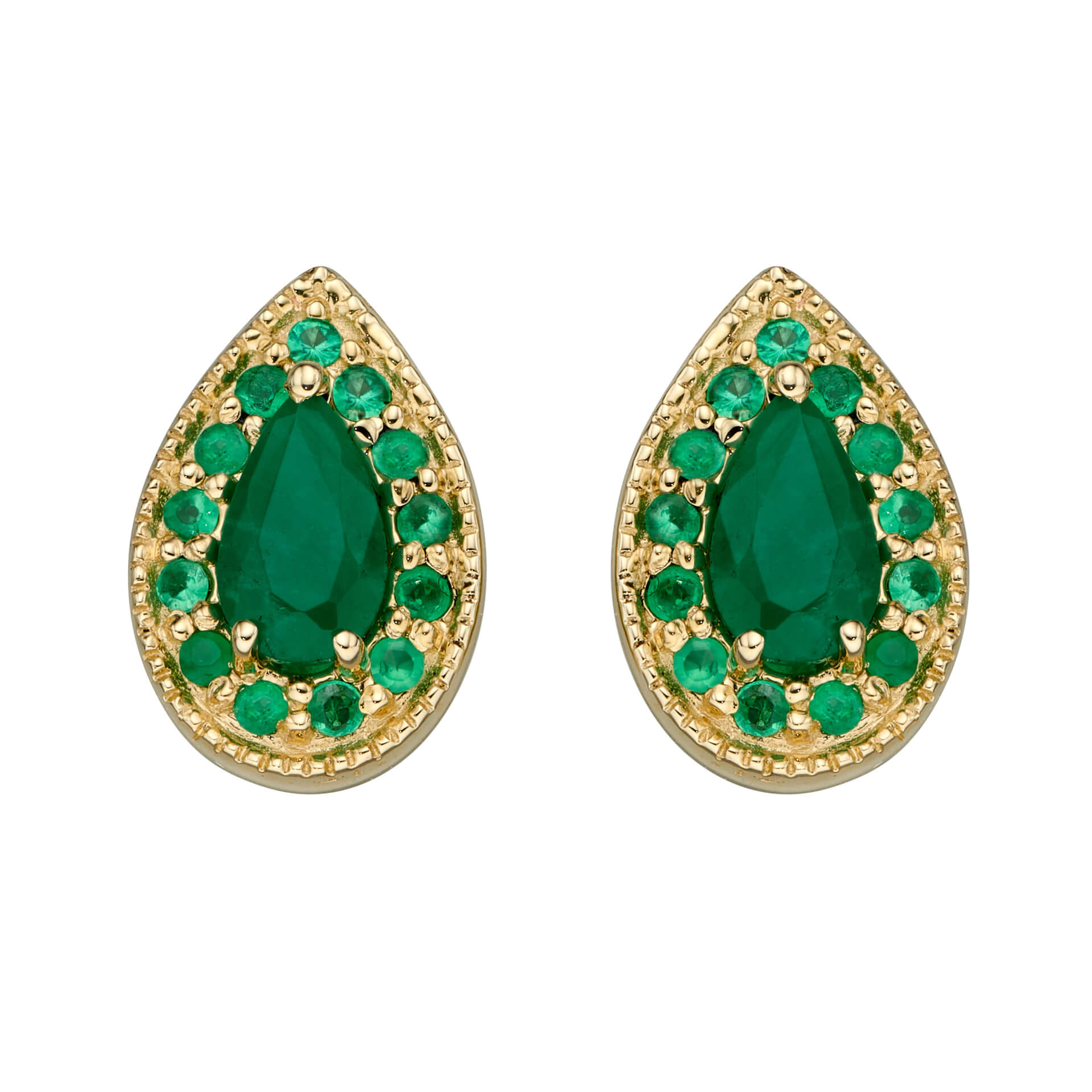 Gecko Jewellery 9ct Gold Teardrop Earrings with Precious Stones