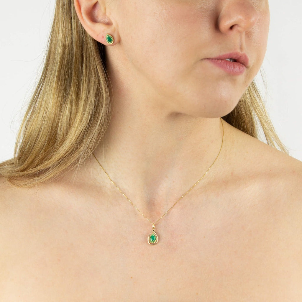 Gecko Jewellery 9ct Gold Cut Out Teardrop Pendant with Precious Stone