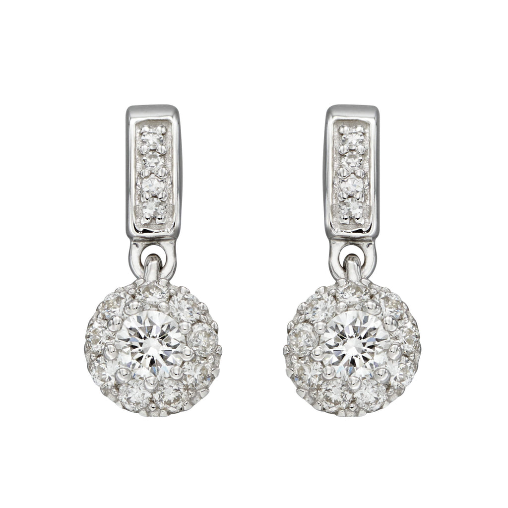 Gecko Jewellery 9ct White Gold Small Diamond Cluster Stud Earrings