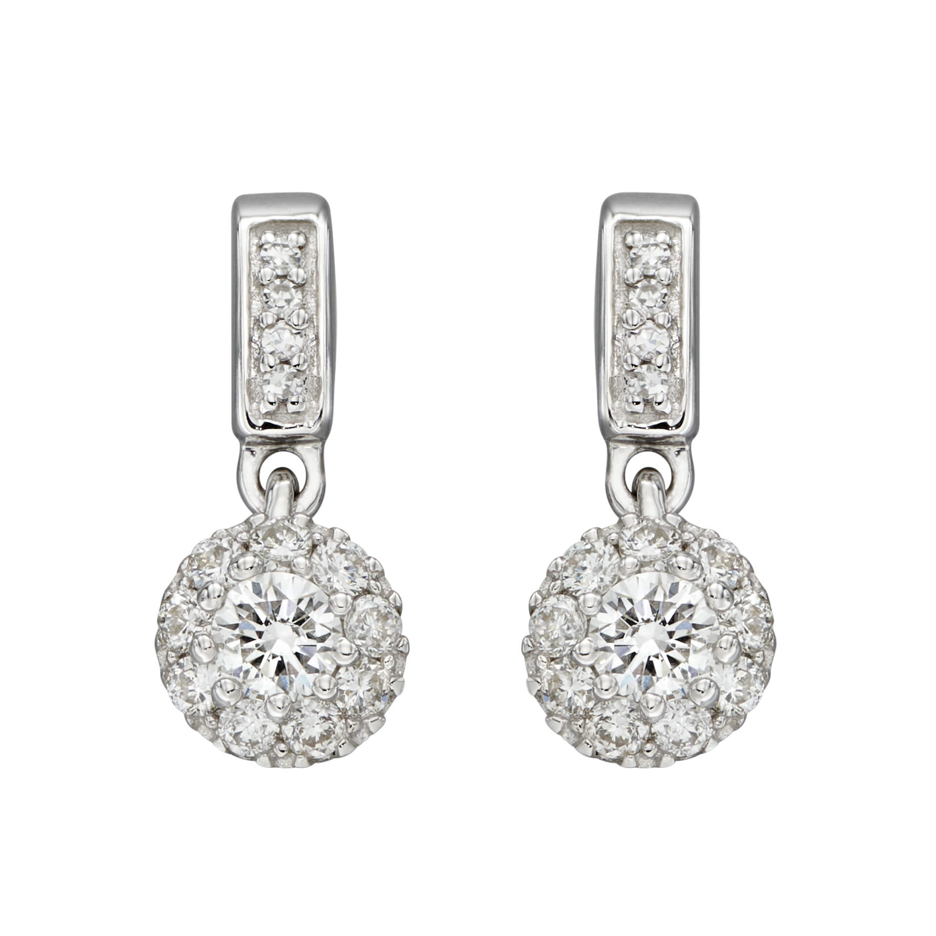 Gecko Jewellery 9ct White Gold Small Diamond Cluster Stud Earrings