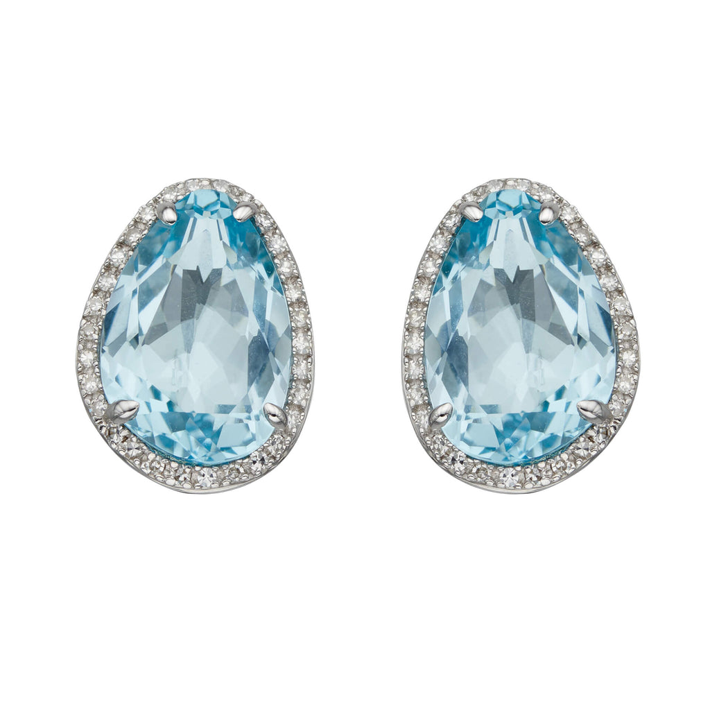 Gecko Jewellery 9ct Gold Irregular Semi-Precious Stone & Diamond Studs