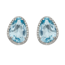 Gecko Jewellery 9ct Gold Irregular Semi-Precious Stone & Diamond Studs