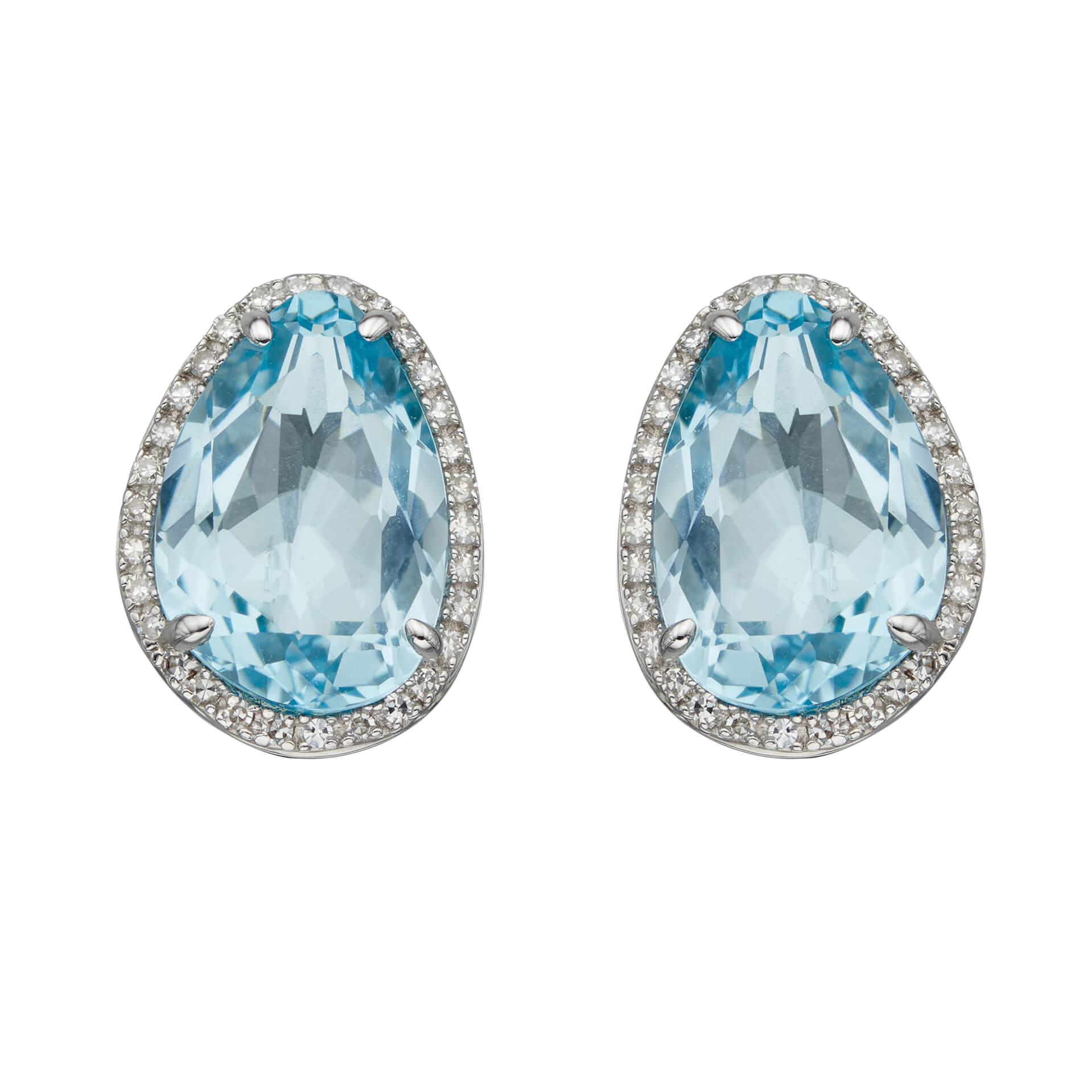 Gecko Jewellery 9ct Gold Irregular Semi-Precious Stone & Diamond Studs