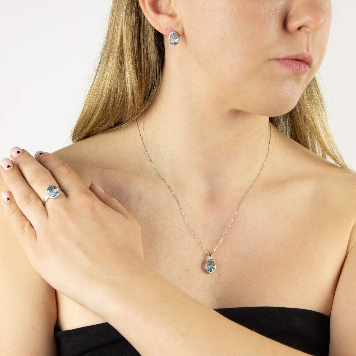 Gecko Jewellery 9ct Gold Irregular Semi-Precious Stone & Diamond Studs