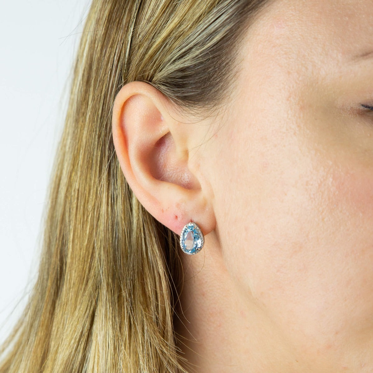 Gecko Jewellery 9ct Gold Irregular Semi-Precious Stone & Diamond Studs