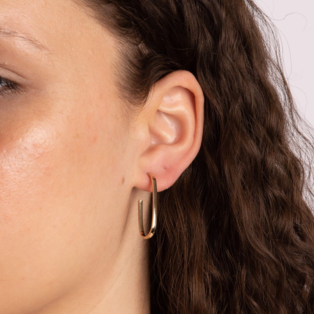 Gecko Jewellery 9ct Gold Open Oval 3/4 Hoop Earrings | 28.7mm