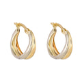Gecko Jewellery 9ct White and Yellow Gold Double Row Hoop Earrings