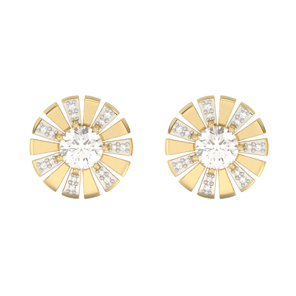 Gecko Jewellery Sunray Earrings in 9ct Yellow Gold with White Topaz