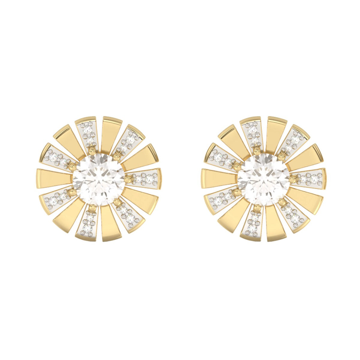 Gecko Jewellery Sunray Earrings in 9ct Yellow Gold with White Topaz