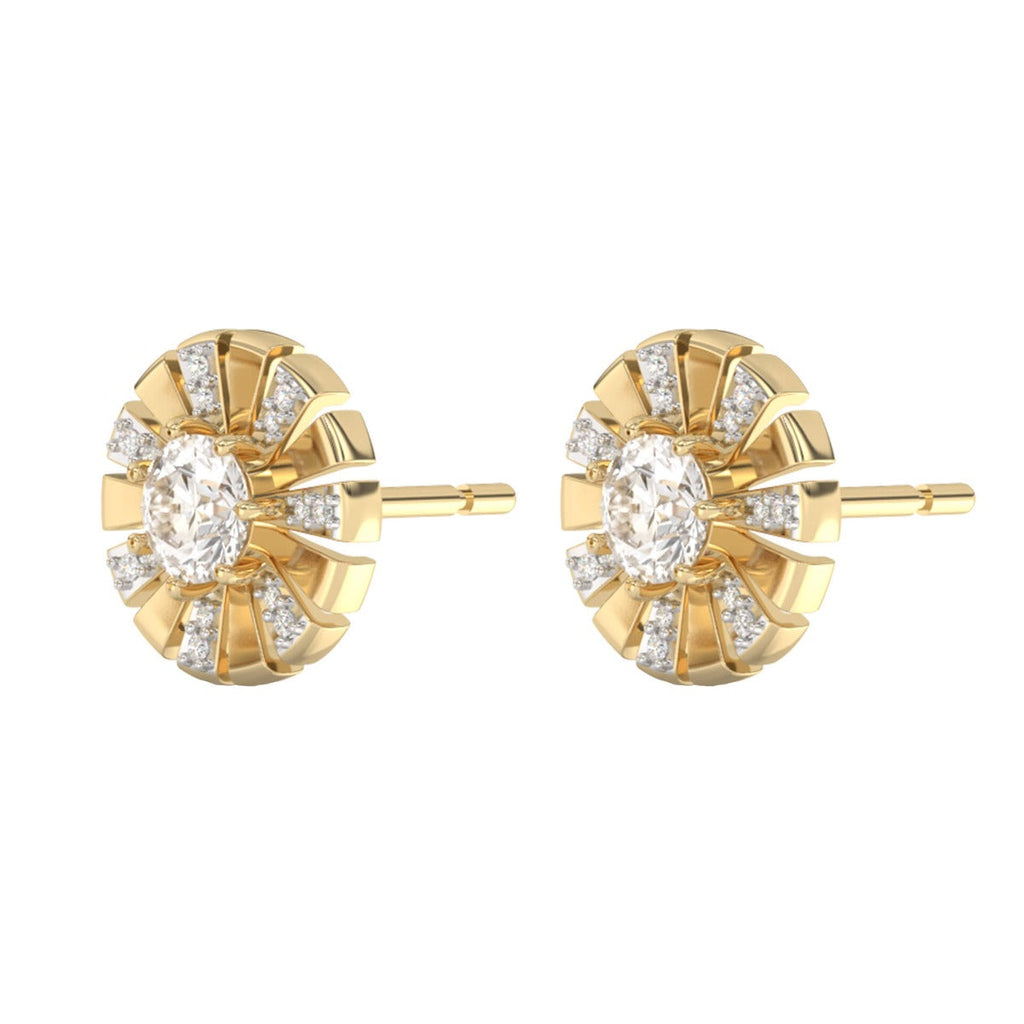 Gecko Jewellery Sunray Earrings in 9ct Yellow Gold with White Topaz