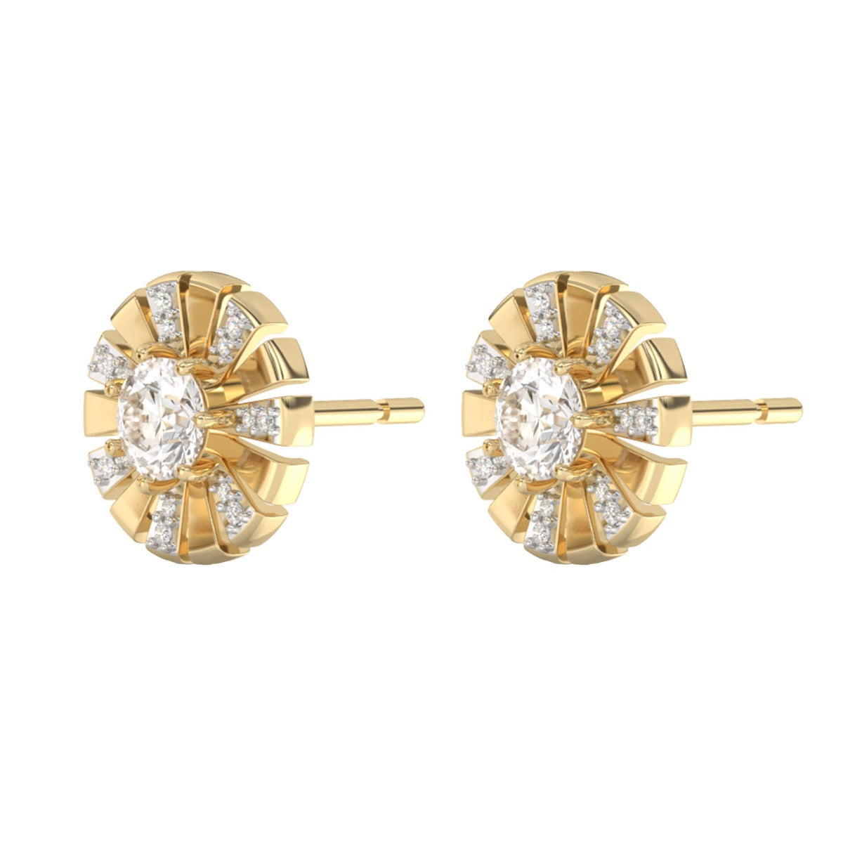 Gecko Jewellery Sunray Earrings in 9ct Yellow Gold with White Topaz