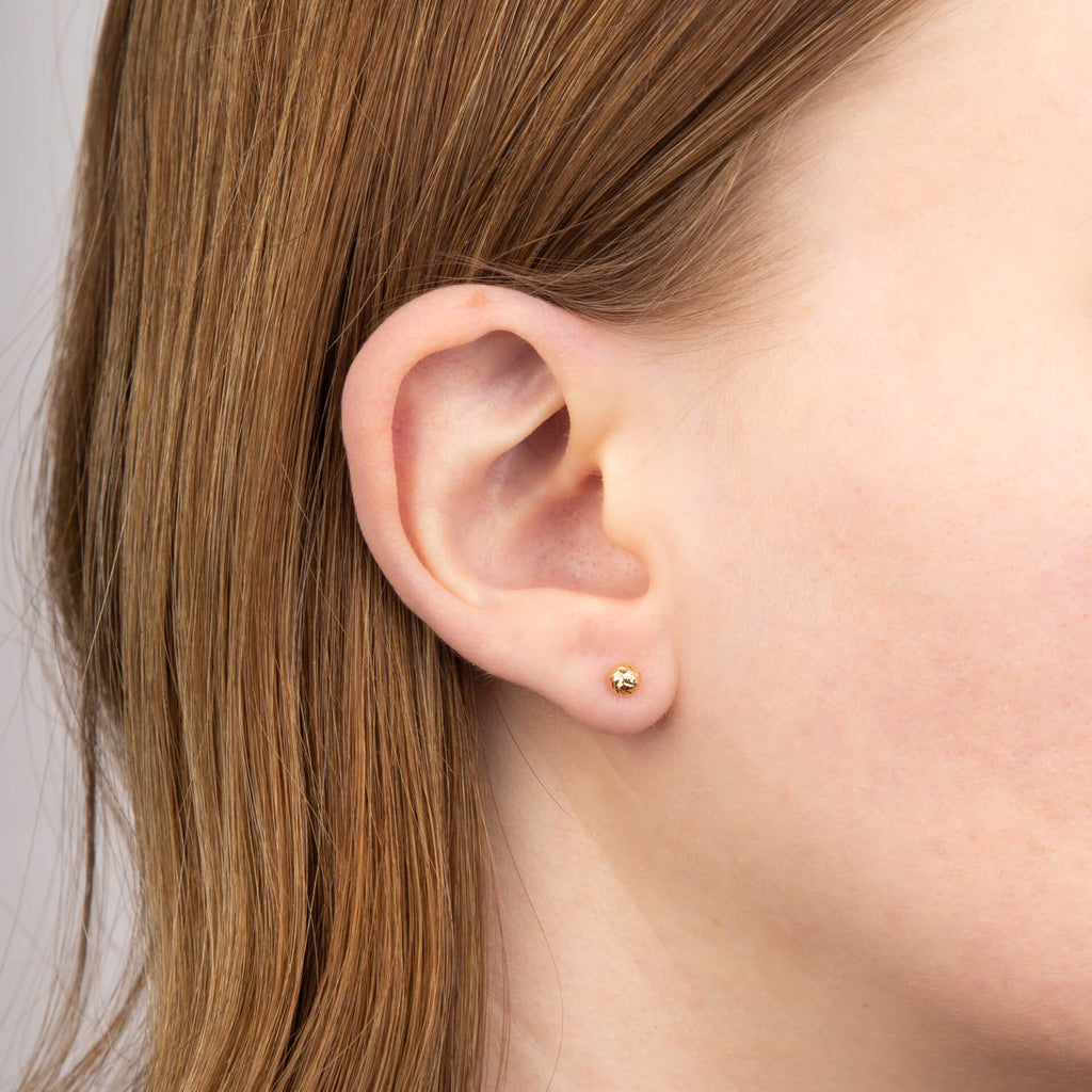Gecko Jewellery 9ct Yellow Gold Textured Ball Stud Earrings for Women